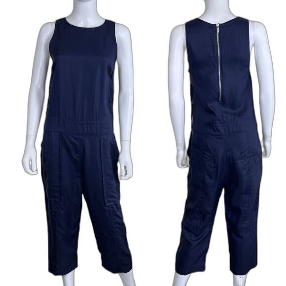 Victor Alfaro Collective Women's Size XS Blue Twill Crewneck Tank Ankle Jumpsuit - Picture 1 of 15